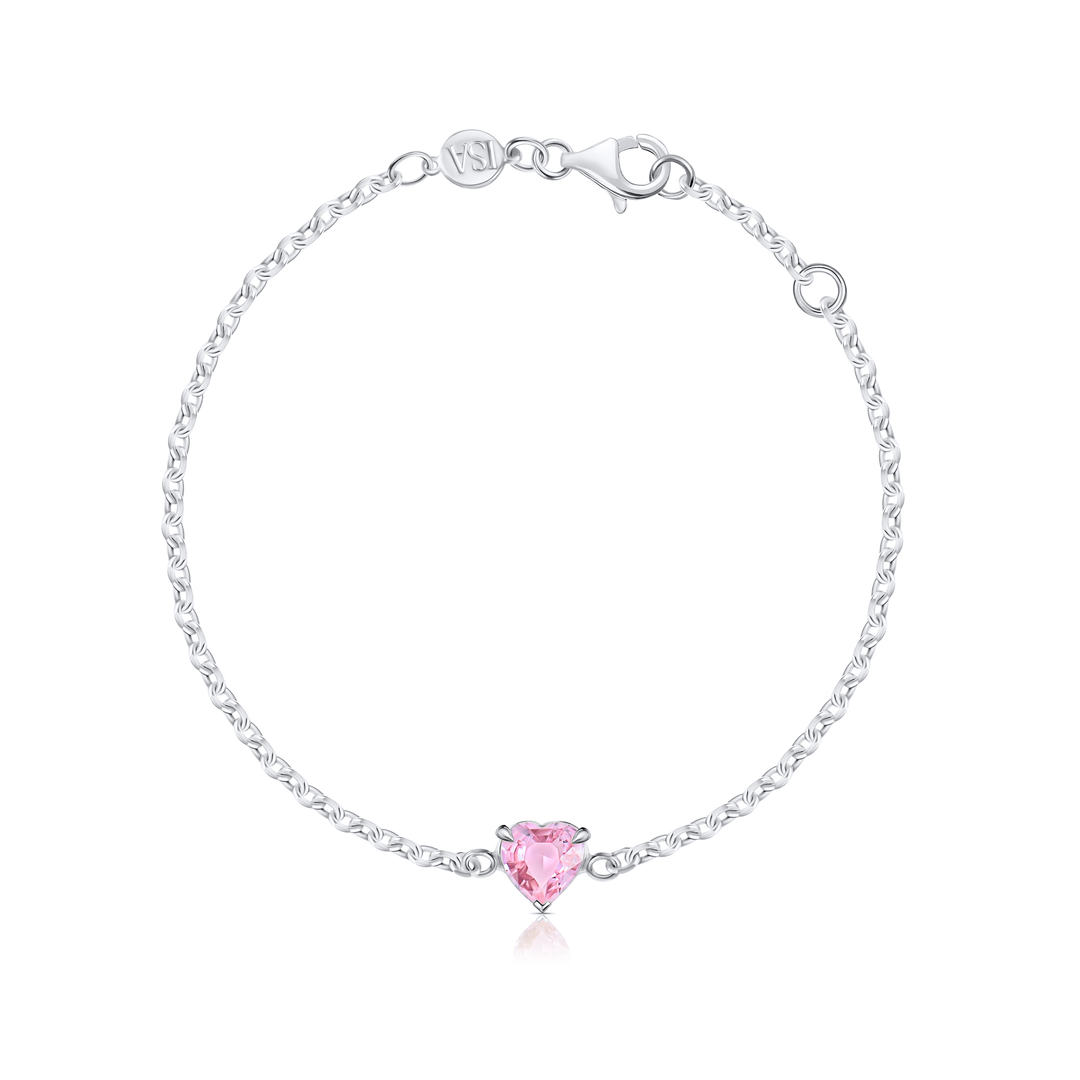 Pink Sapphire Heart Bracelet