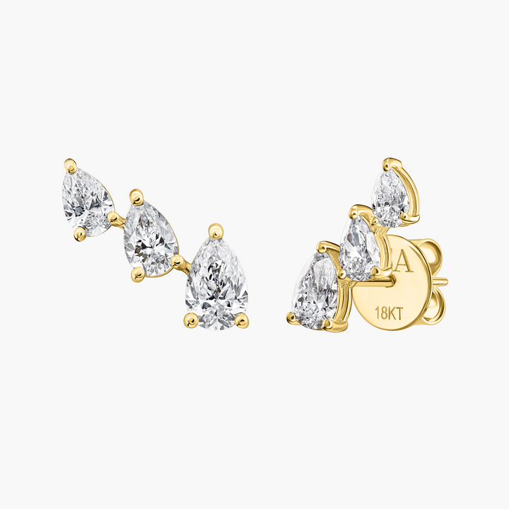 Pear Cut Diamond Climber Studs