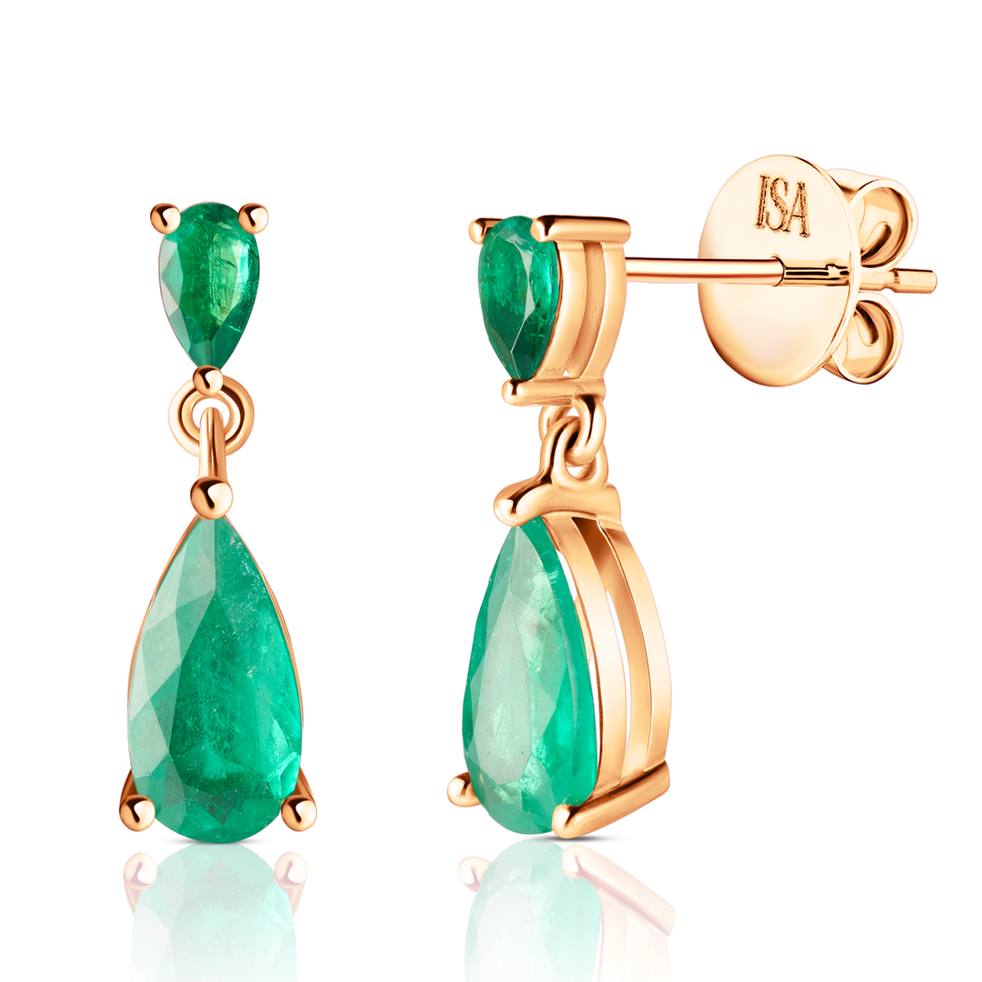 Pear Drop Emerald Studs