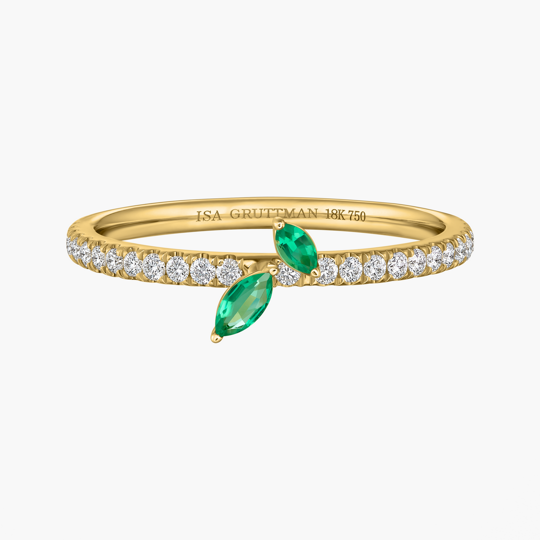 Petite Jasmine Vine Emerald Pave Ring