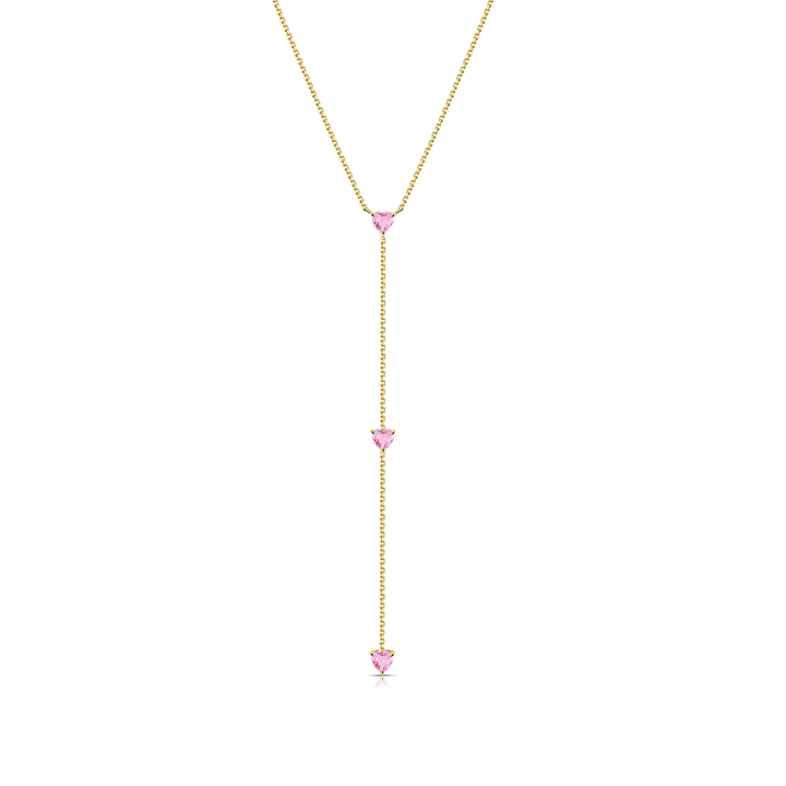 Pink Sapphire Heart Lariat Necklace