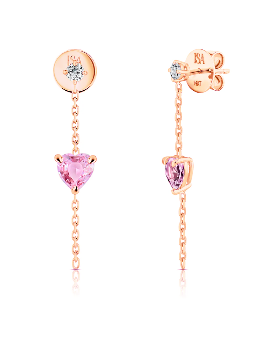 Pink Sapphire Heart Earrings