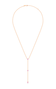 Pink Sapphire Heart Lariat Necklace