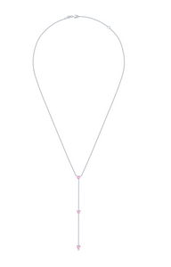 Pink Sapphire Heart Lariat Necklace