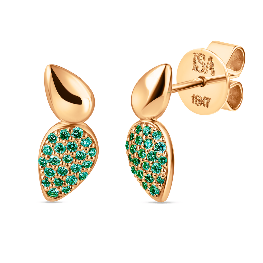 Point Drop Emerald Pave Studs