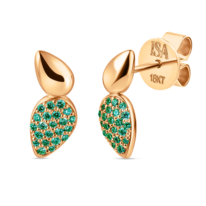 Point Drop Emerald Pave Studs