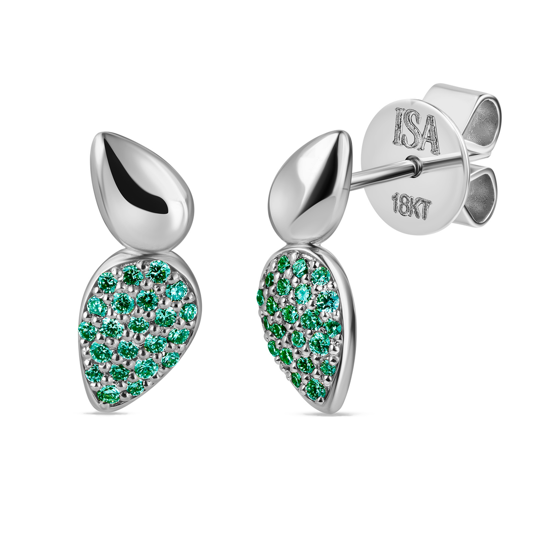 Point Drop Emerald Pave Studs