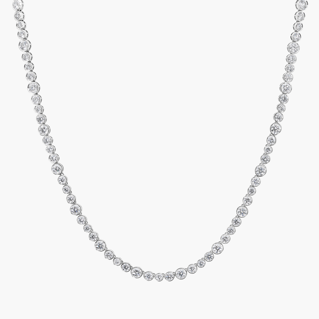 Round Bezel Diamond Tennis Necklace