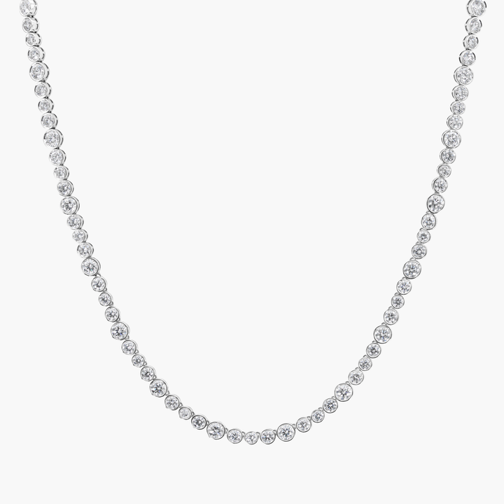 Round Bezel Diamond Tennis Necklace