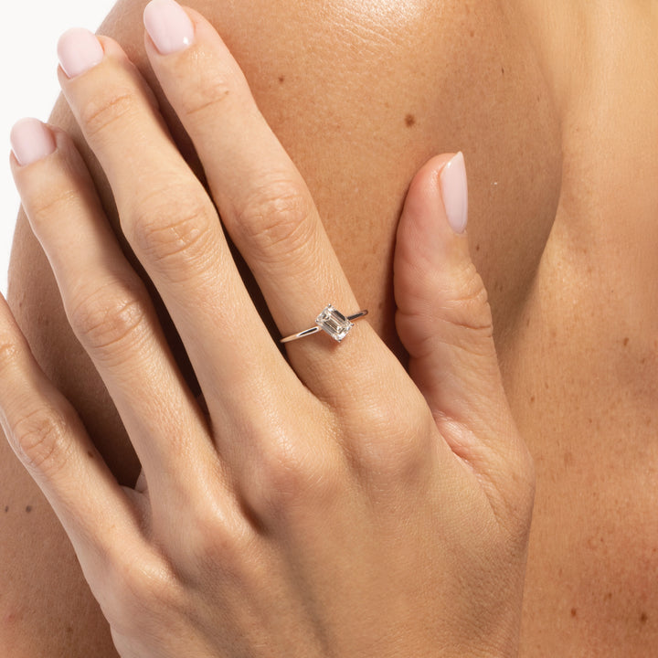 Floating Emerald Cut Diamond Ring
