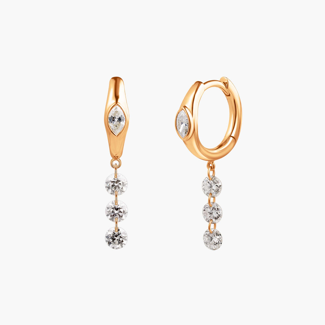 Short Diamond Drop Hoops