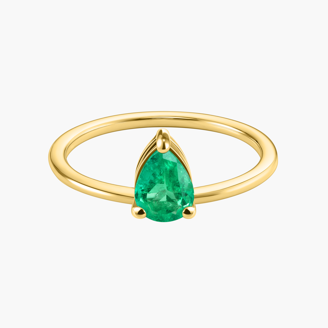 Small Pear Emerald Ring