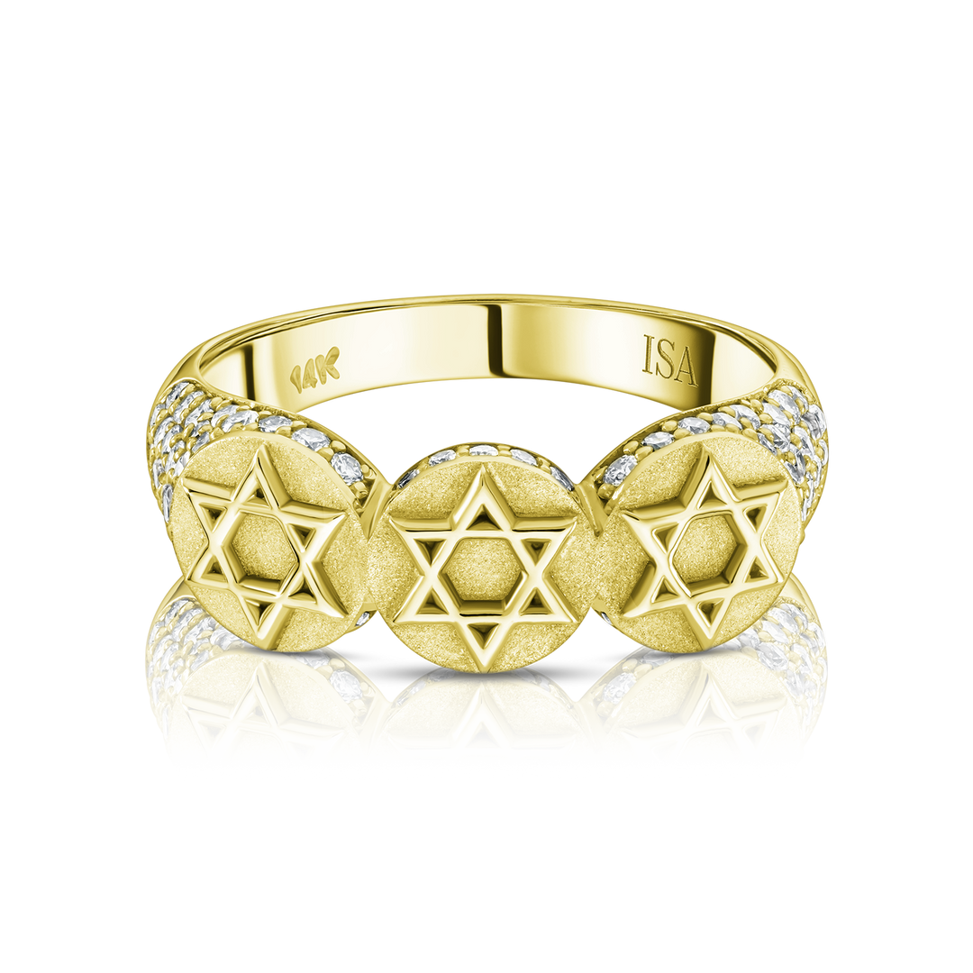 Star of David Pave Coin RIng