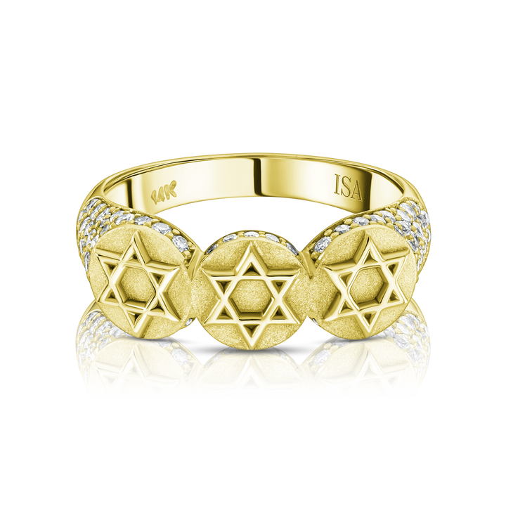 Star of David Pave Coin RIng