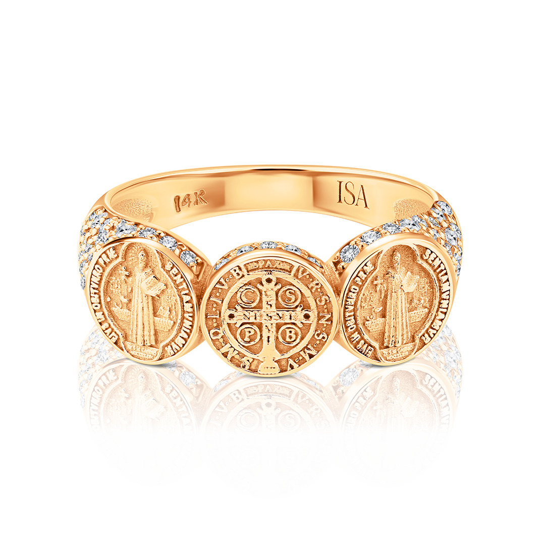 Saint Benedict Pave Coin Ring