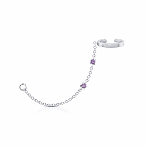 Pink Sapphire Chain Ear Cuff With Loop