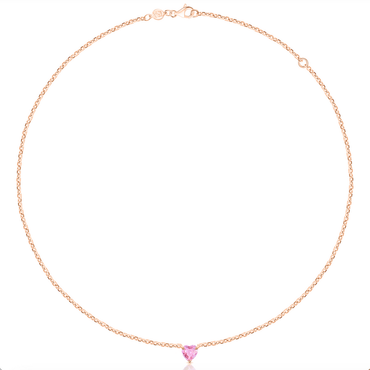 Pink Sapphire Heart Necklace