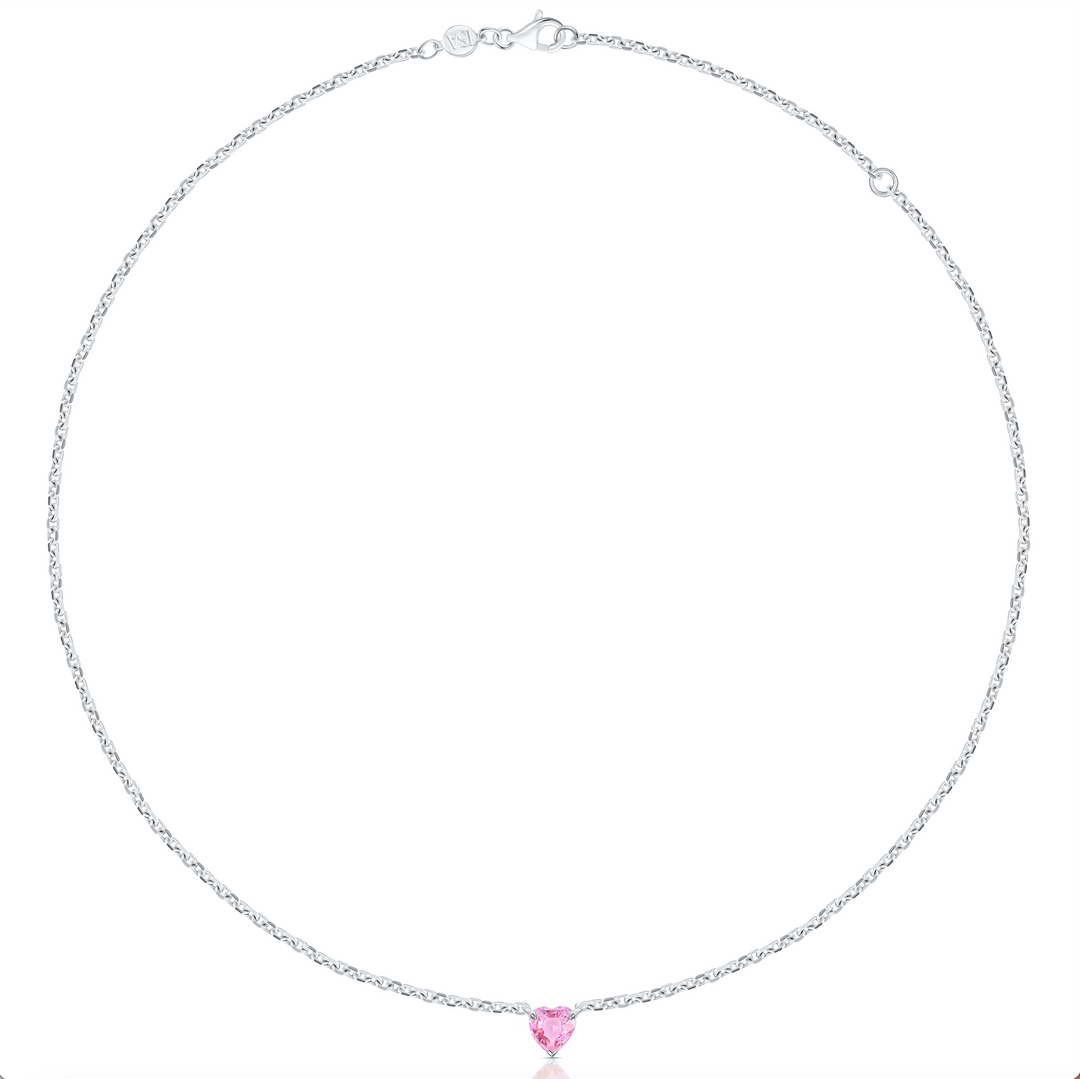 Pink Sapphire Heart Necklace