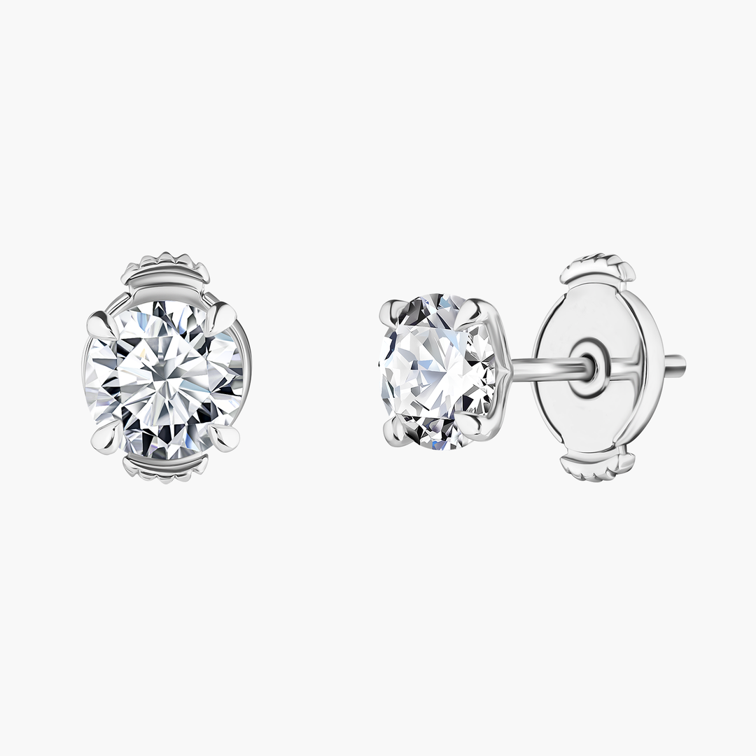 Three Carat Round Diamond Studs