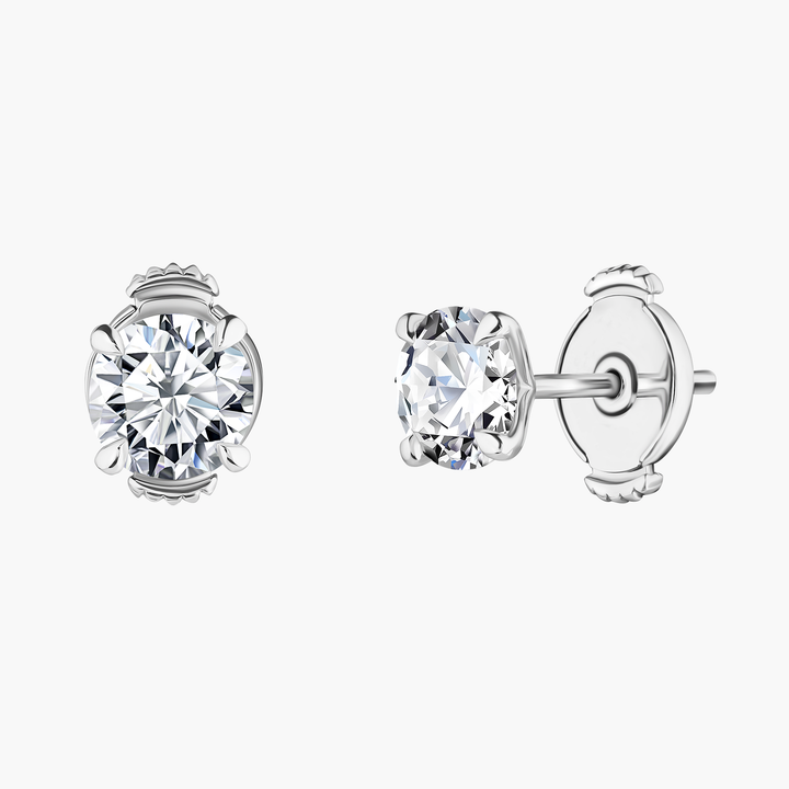 Three Carat Round Diamond Studs
