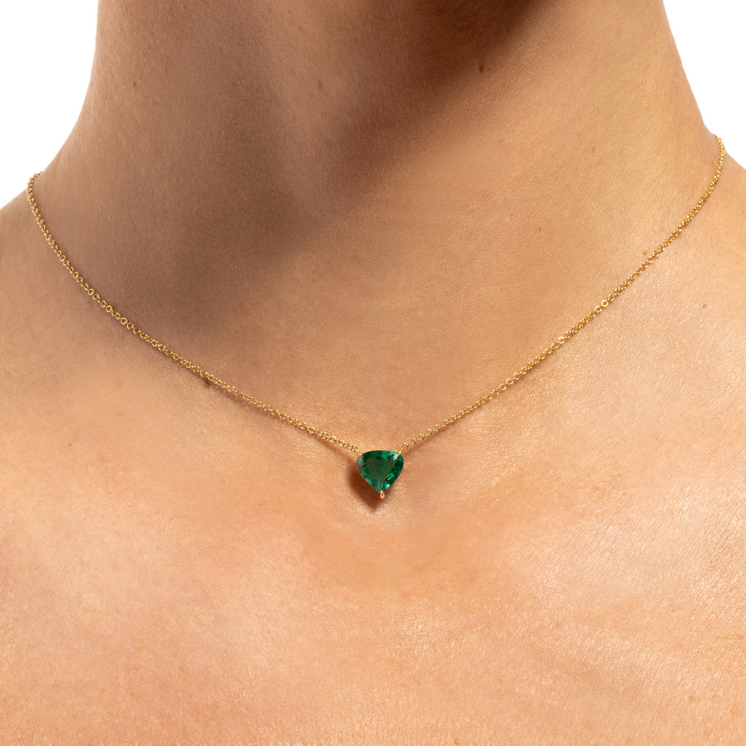 Triangle Emerald Pendant Necklace