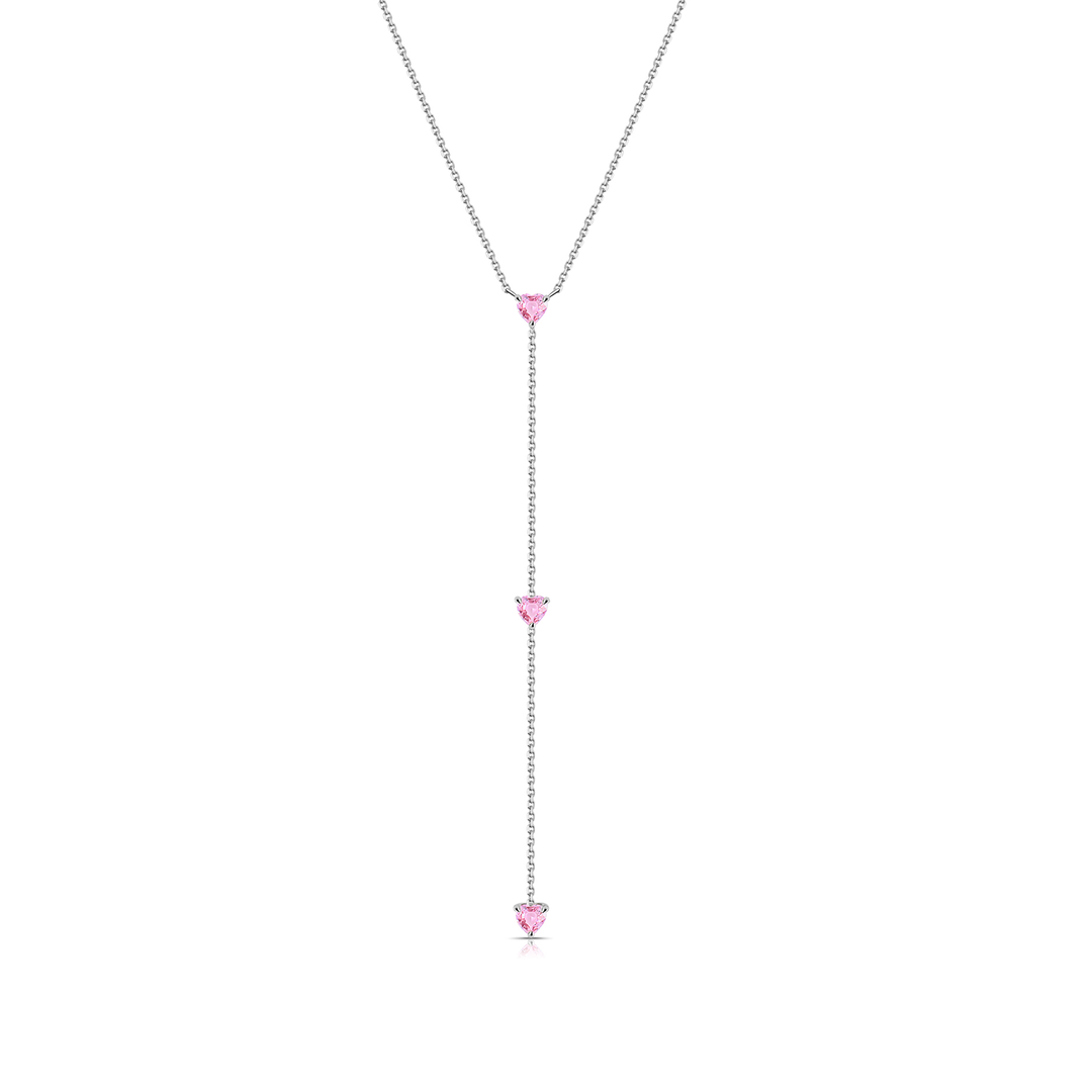 Pink Sapphire Heart Lariat Necklace