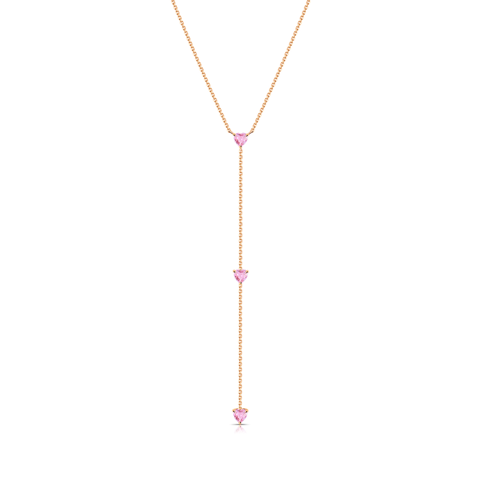 Pink Sapphire Heart Lariat Necklace