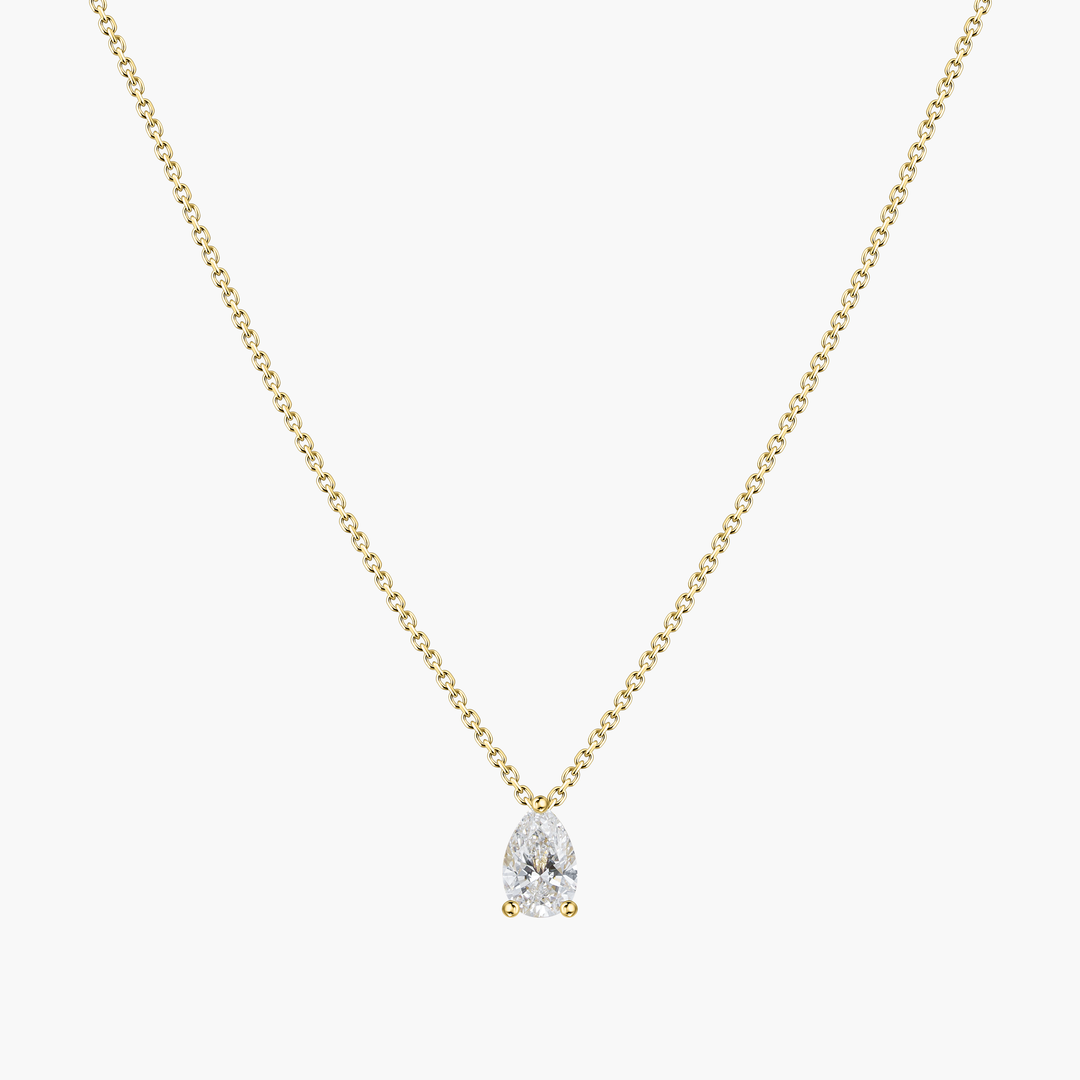 Petite Pear Cut Diamond Pendant Necklace
