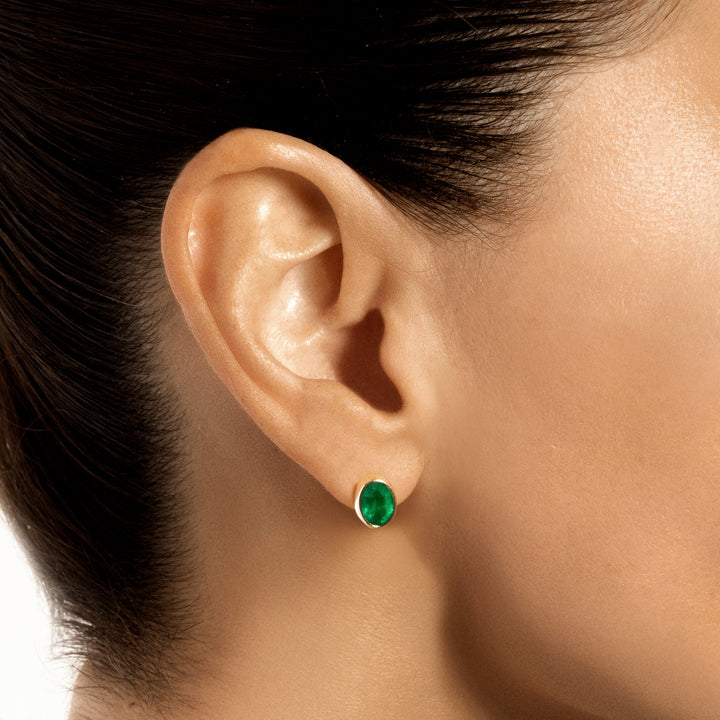 Emerald Bezel Studs