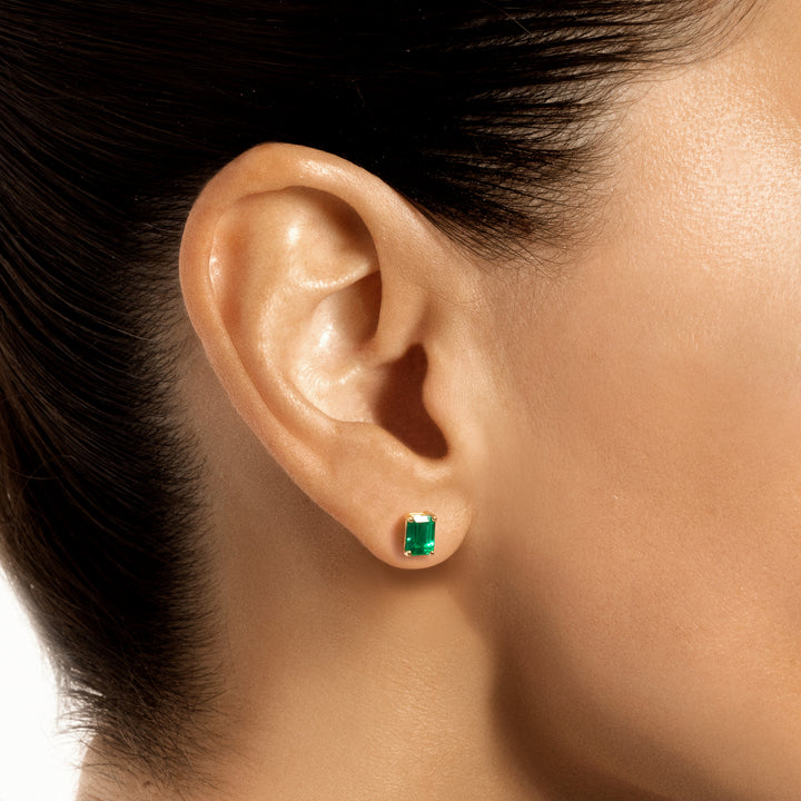 Emerald Cut Emerald Studs