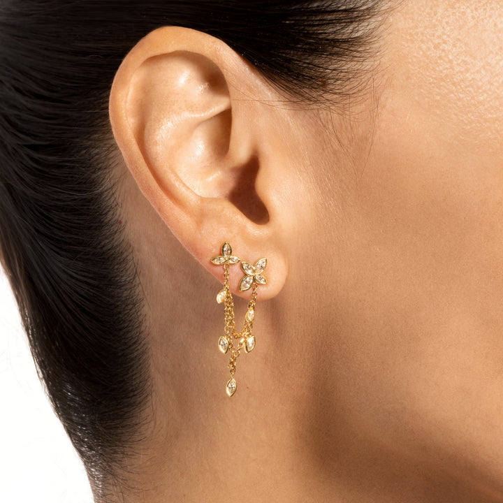 Flower Bezel Chain Earring