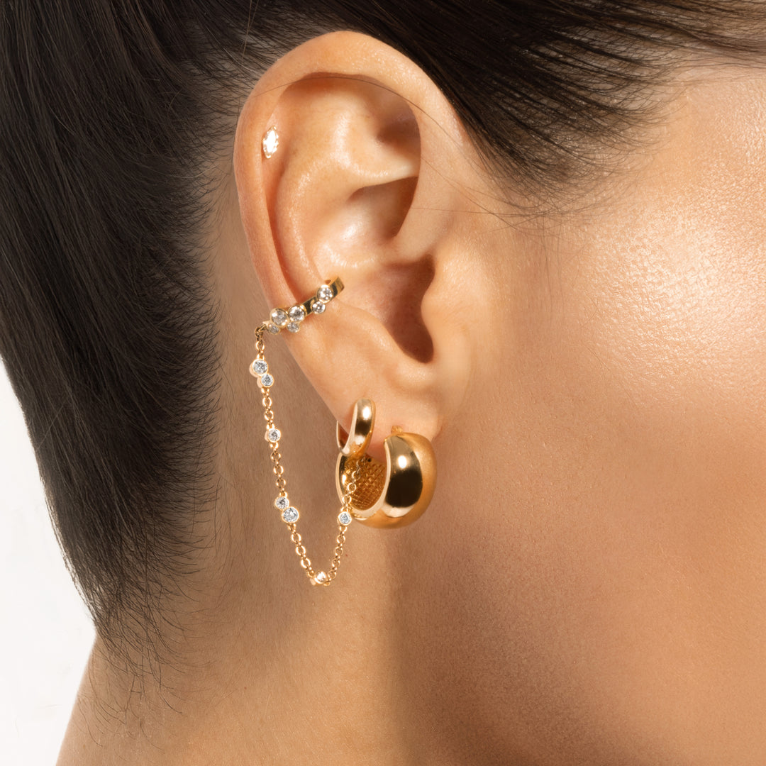 Bubbles Diamond Chain Ear Cuff with Loop