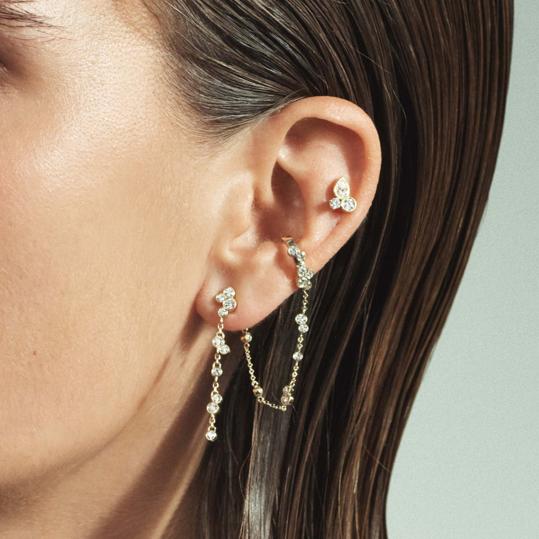 Bubbles Diamond Chain Ear Cuff with Loop