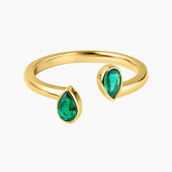 Duo Pear Emerald Ring