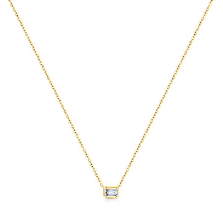 Emerald Cut Diamond Bezel Necklace