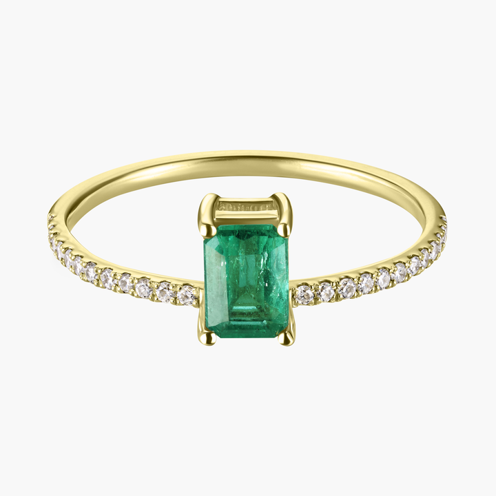 Emerald Cut Emerald Pave Ring