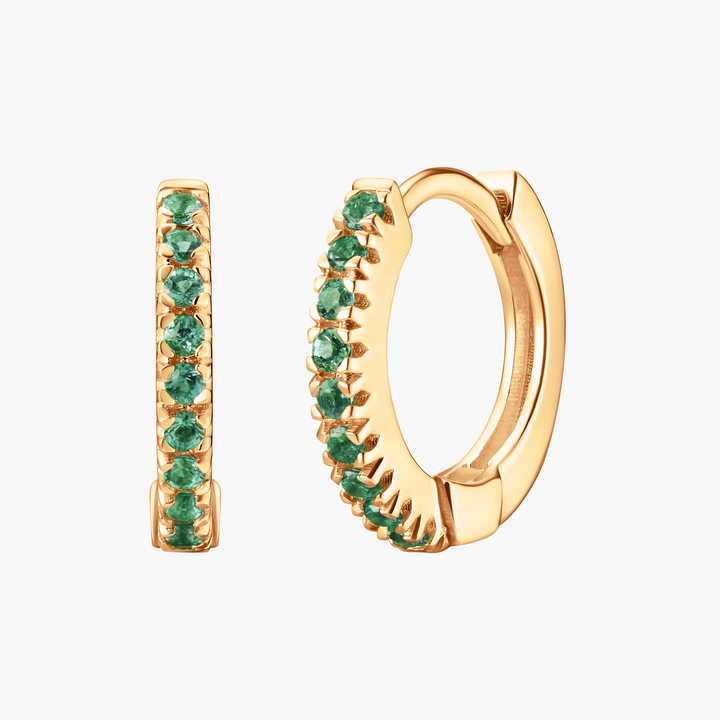 Mini Emerald Huggie Hoops