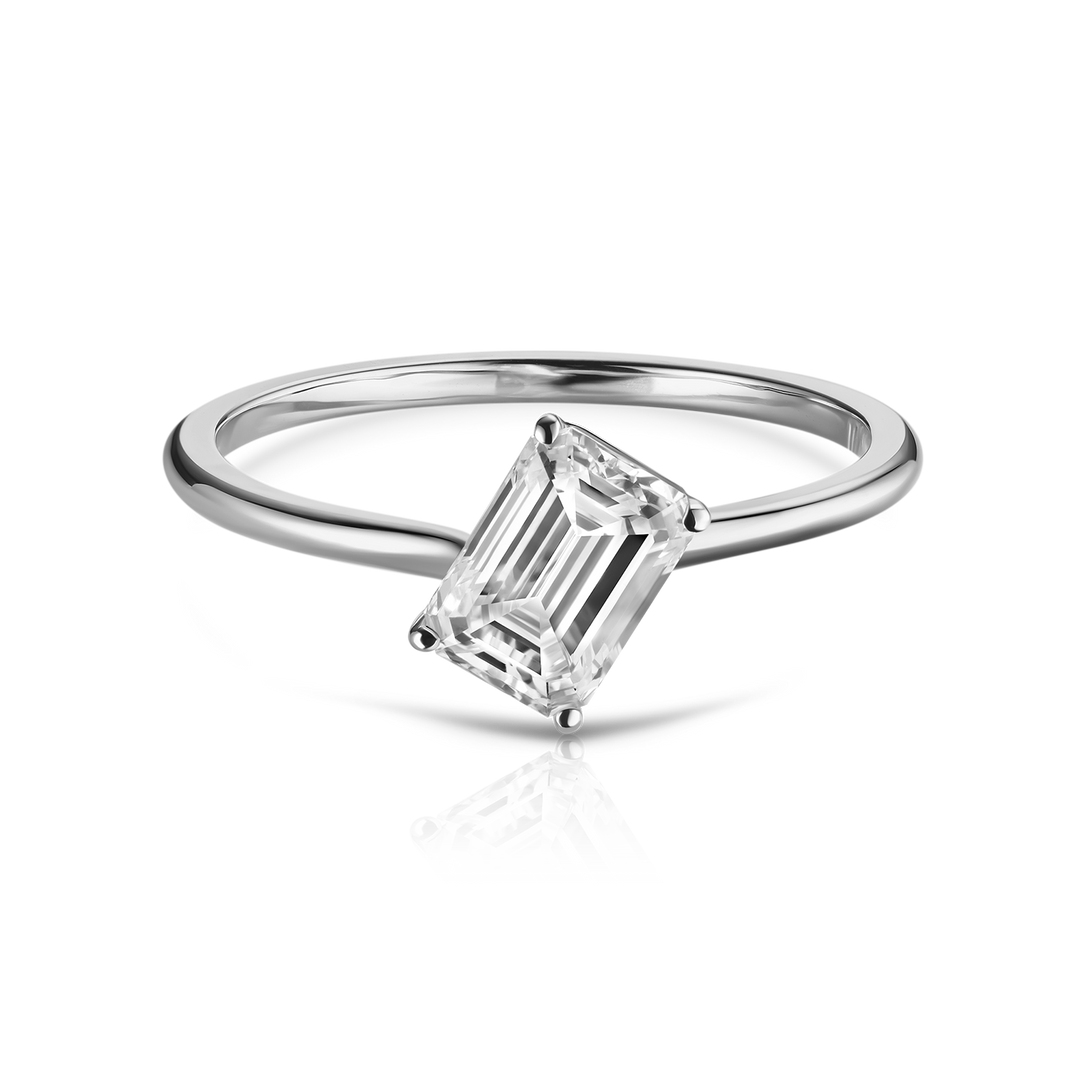 Floating Emerald Cut Diamond Ring