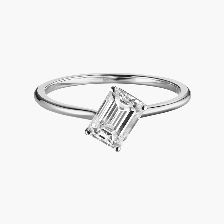 Floating Emerald Cut Diamond Ring