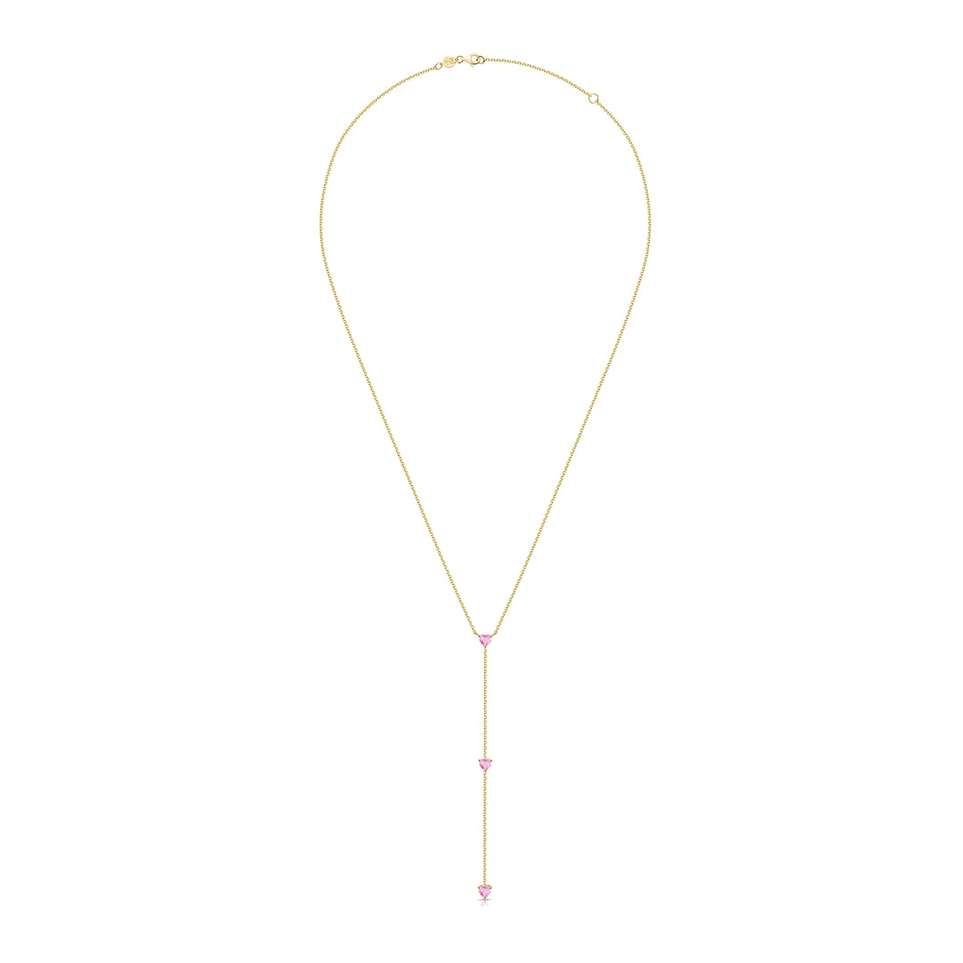 Pink Sapphire Heart Lariat Necklace