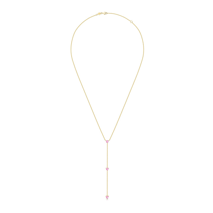 Pink Sapphire Heart Lariat Necklace