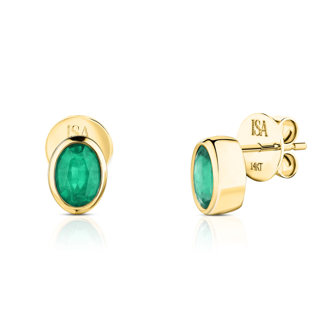 Emerald Bezel Studs