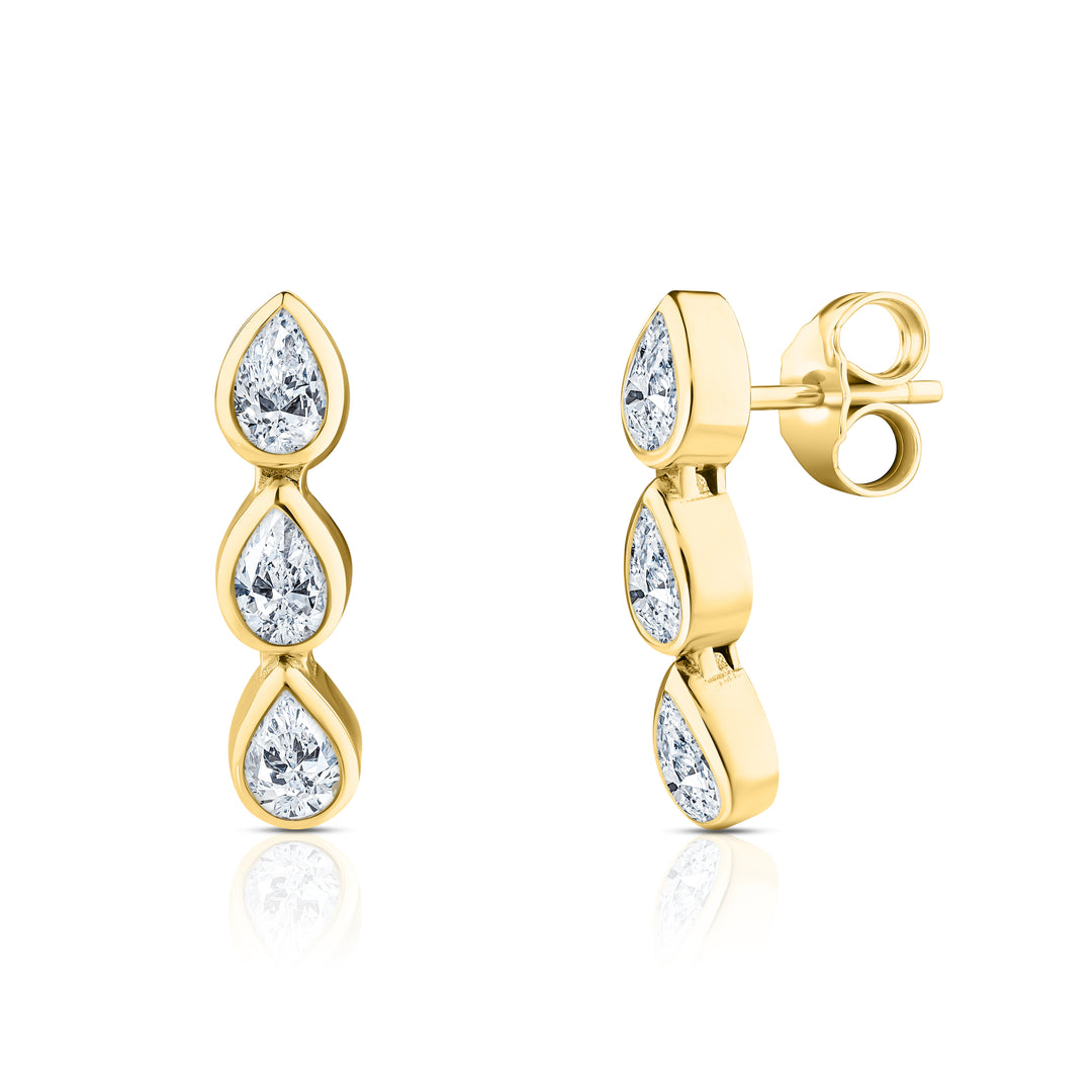 Three Tier Mini Pear Shape Studs