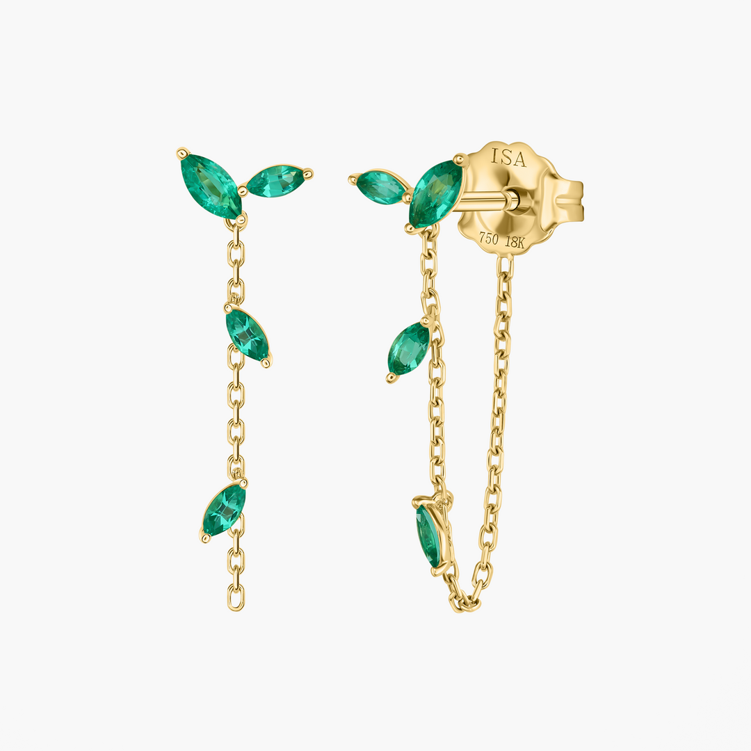 Jasmine Vine Emerald Chain Earrings