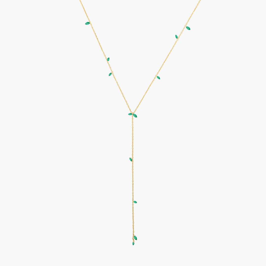 Jasmine Vine Emerald Lariat Necklace