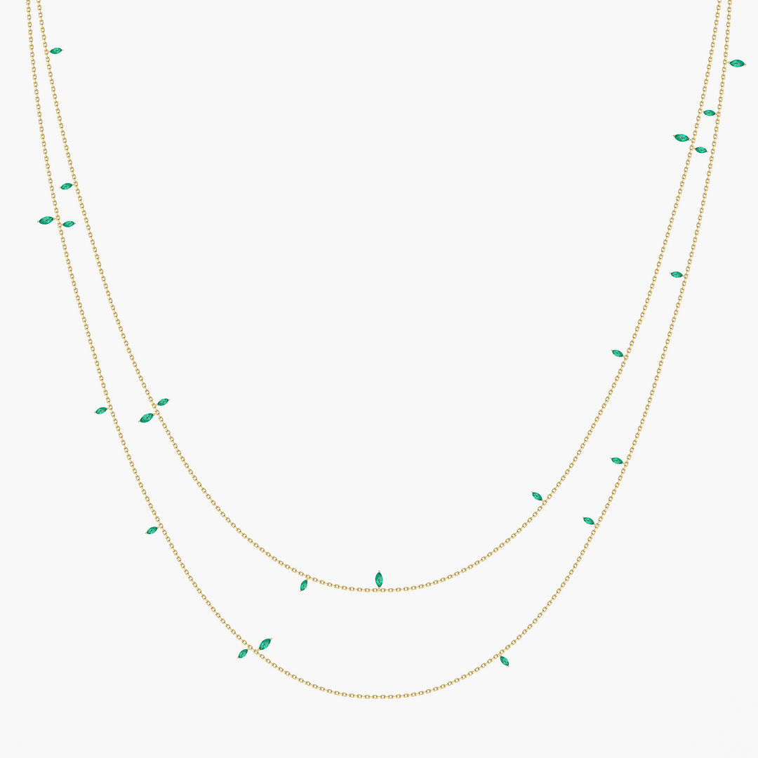 Long Jasmine Vine Emerald Necklace