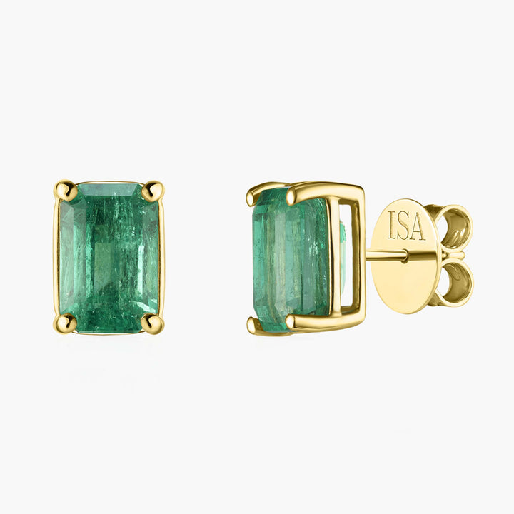 Large Emerald Cut Emerald Studs