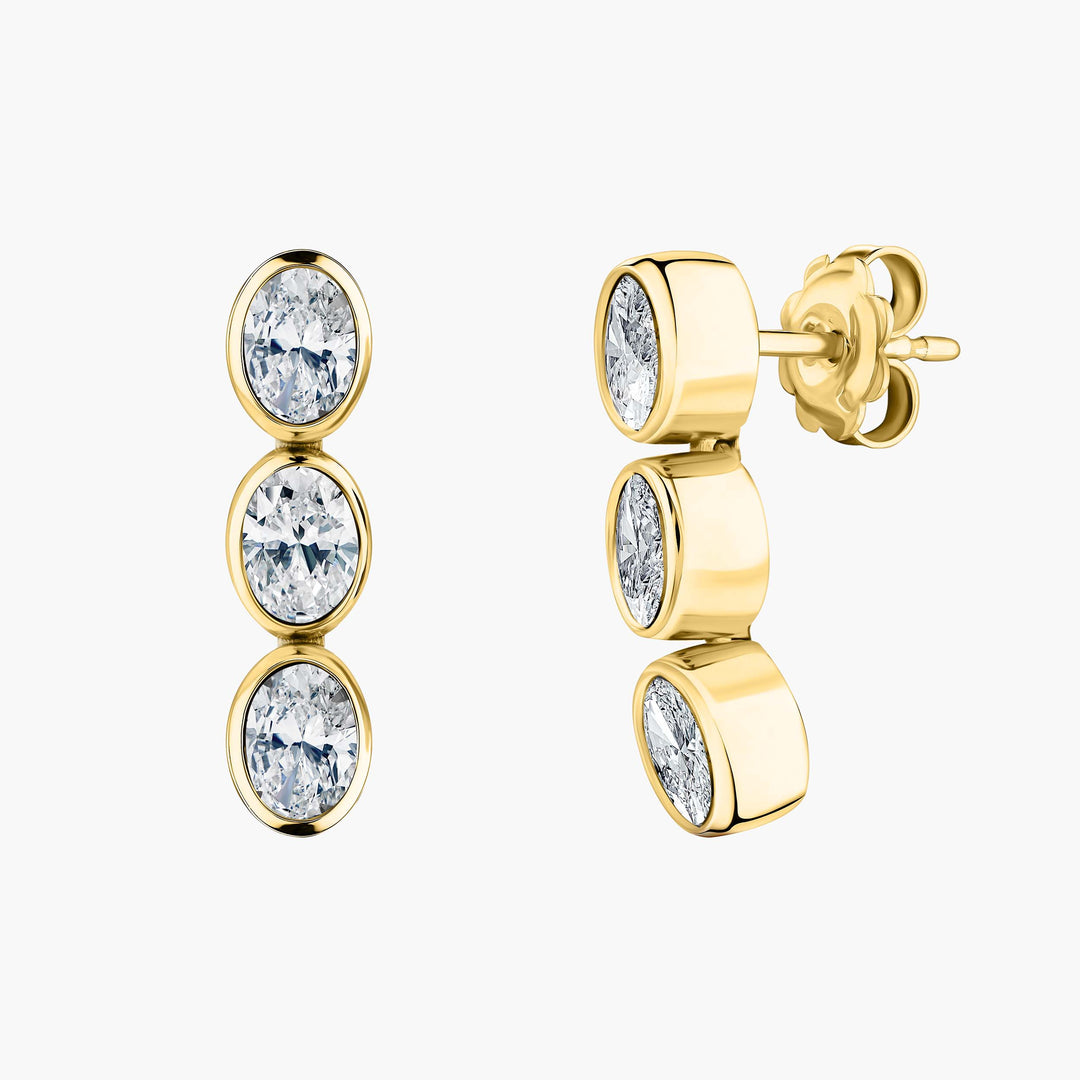 Large Three Tier Oval Shape Studs