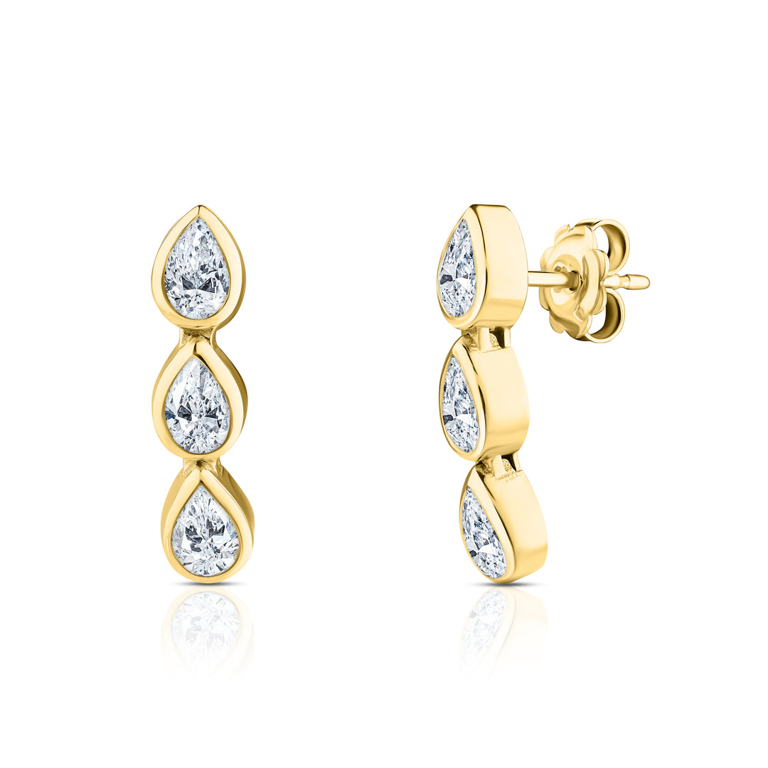 Large Three Tier Pear Shape Studs