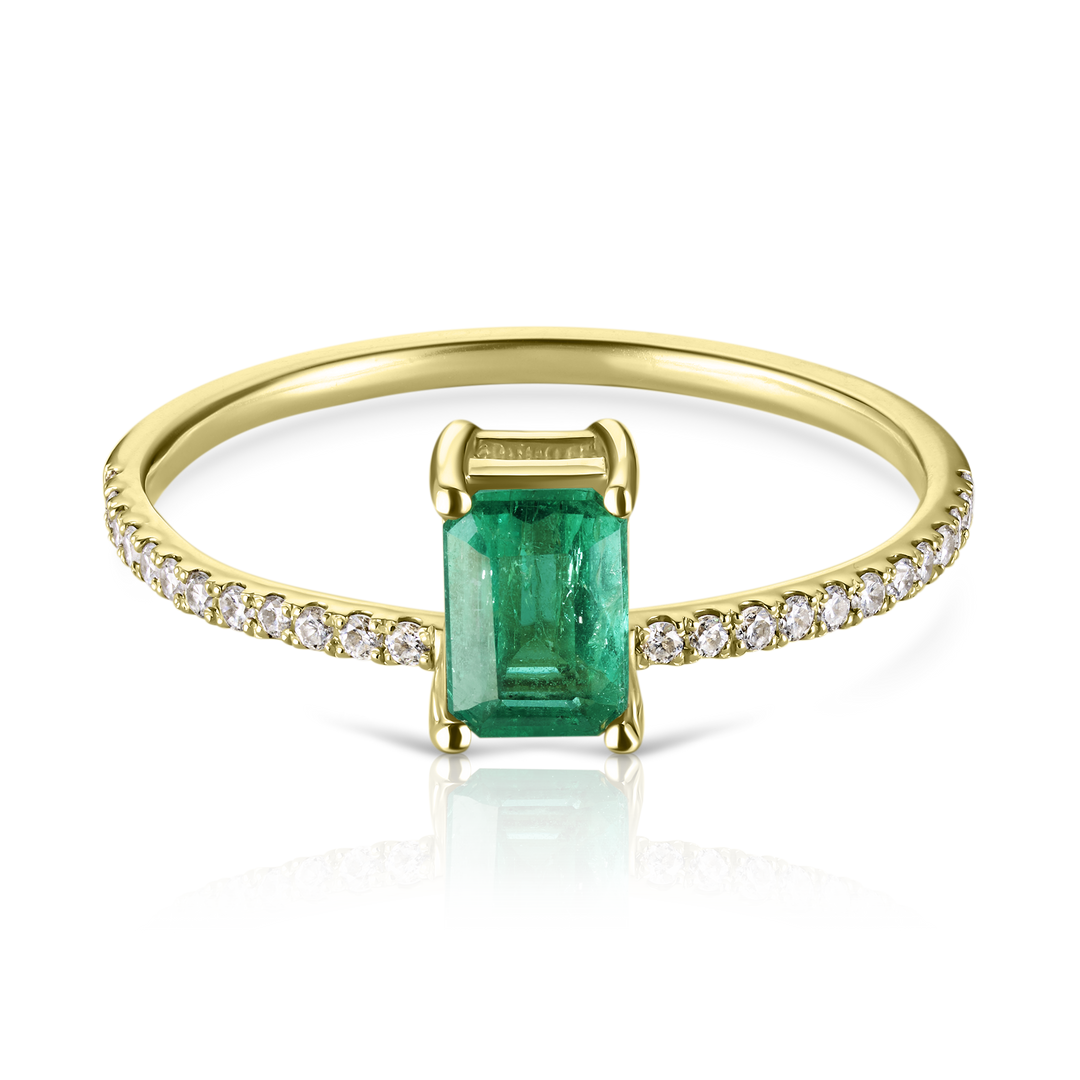 Emerald Cut Emerald Pave Ring